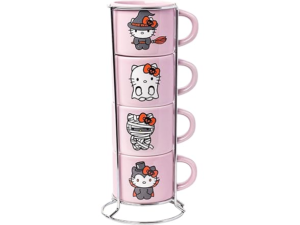 Hello Kitty Halloween 4Pk Mug Set w/Rack