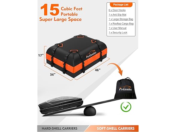 FIVKLEMNZ Car Rooftop Cargo Carrier