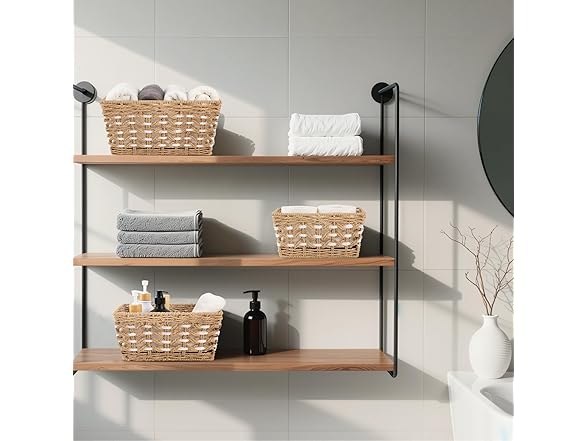 OIAHOMY Wicker Storage Baskets, Yellow & White