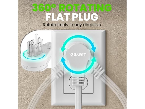 GEARit 10ft Flat Plug Extension Cord