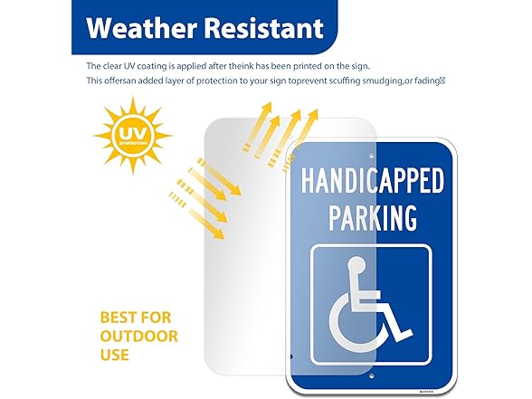 MXRVEN (4 Pack) Large Handicap Parking Sign