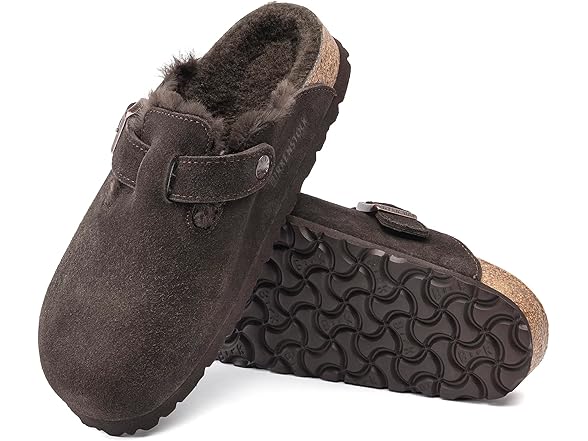 Birkenstock Shearling Suede Leather Clog