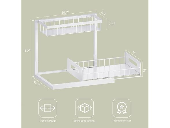 Under Sink Organizer and Storagev1 Pack White