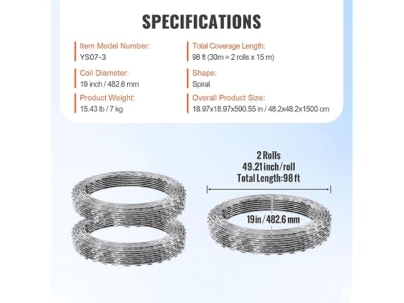 Razor Wires, 98 ft Razor Barbed Wire, 2 Rolls