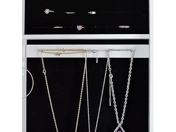 Elevon Hanging Mirror Jewelry Cabinet with Storage