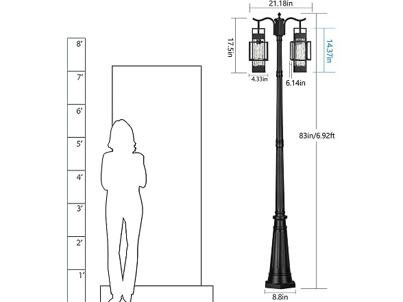 PARTPHONER Outdoor Lamp Post 2-Head