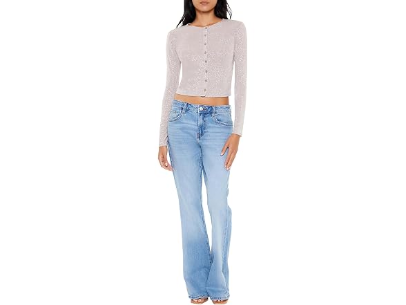 Forever 21 Women (L) Glitter Knit Button-Up Top