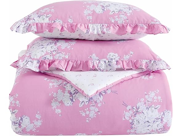 Shabby Chic Queen 3Pc Pink Comforter Set