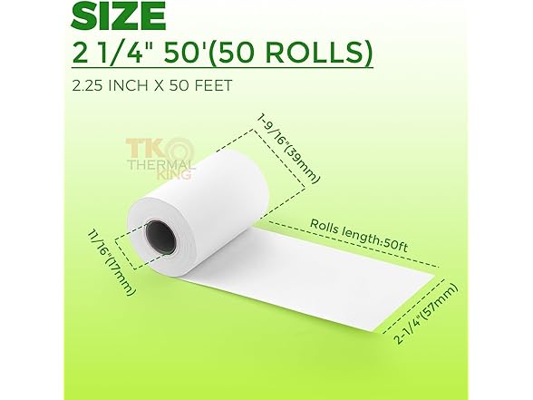 TK Thermal King, (50 Rolls) 2 1/4" 50' f
