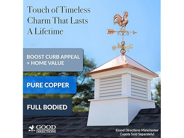 Good Directions Patina Copper Rooster Weathervane