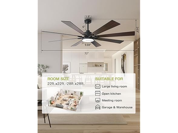 72 Inch Modern Ceiling Fans