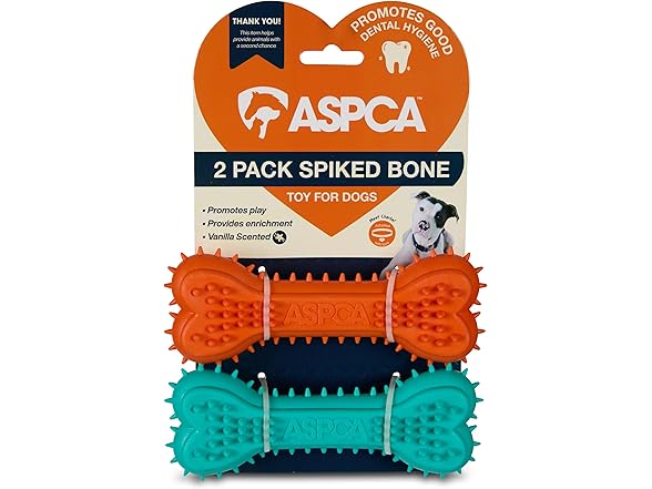 ASPCA 2-Pack Spiky TPR Puppy Teether Bones