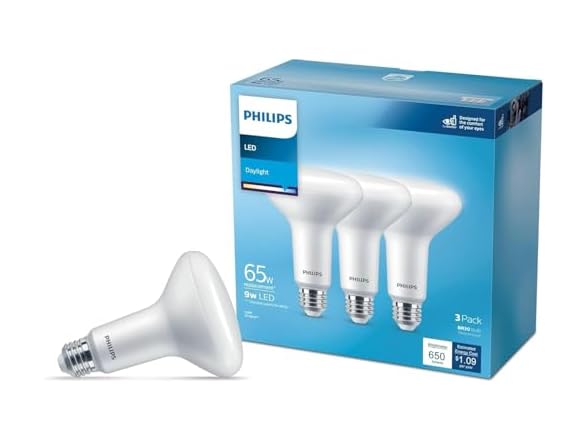 Philips Frosted Dimmable BR30 Bulb, 3Pack