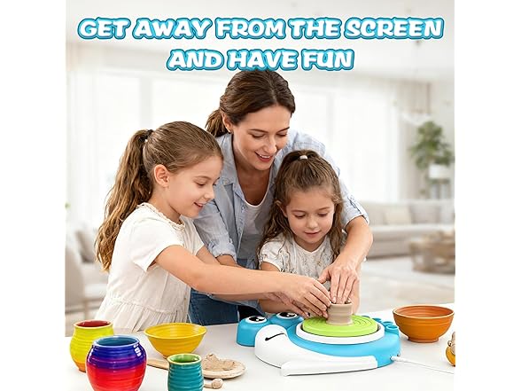 DCVREDF Pottery Wheel for Kids with 3 Clay Kits