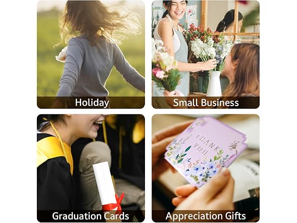 Floral Thank You Cards, Die-Cut Gold