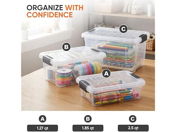 Superio 1.85 Quart Clear Plastic Storage Boxes with Lids 10 Pack