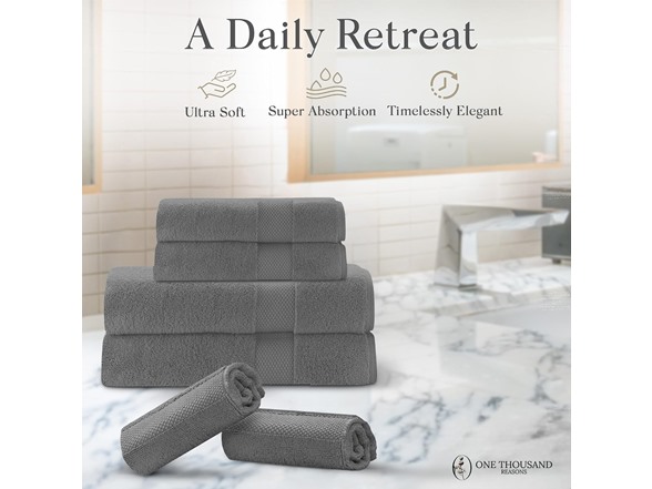 6Pc Luxury Bath Towel Set (1-Stripe) - Gallery 8