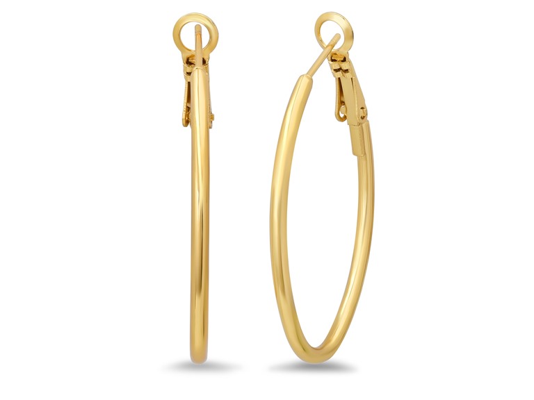 18K Gold Classic Round Hoop Earrings