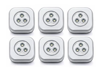 6-Pack Small Sq LED Push Light Night Adhesive Battery Operated - Gallery 3