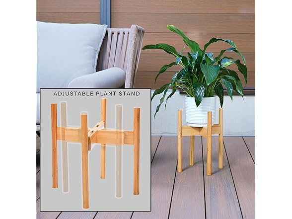 Bamboo Plant Stand Adjustable 8-11"