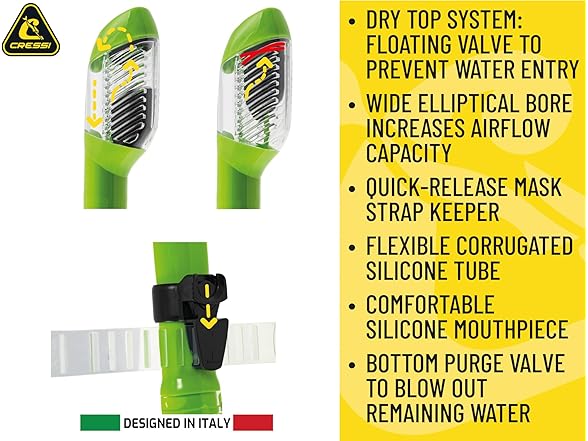 Cressi Adult Diving Dry Snorkel Splash Guard
