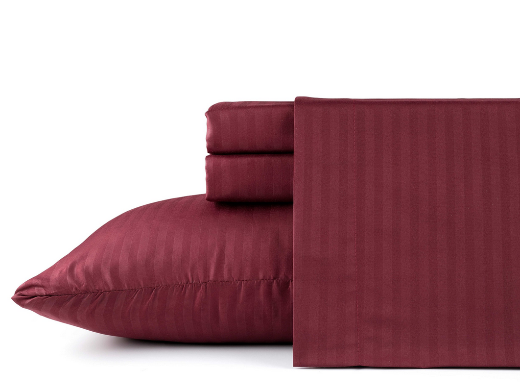 Bibb Home 1500 Series Damask Stripe 4 Piece Sheet Set - Gallery 13