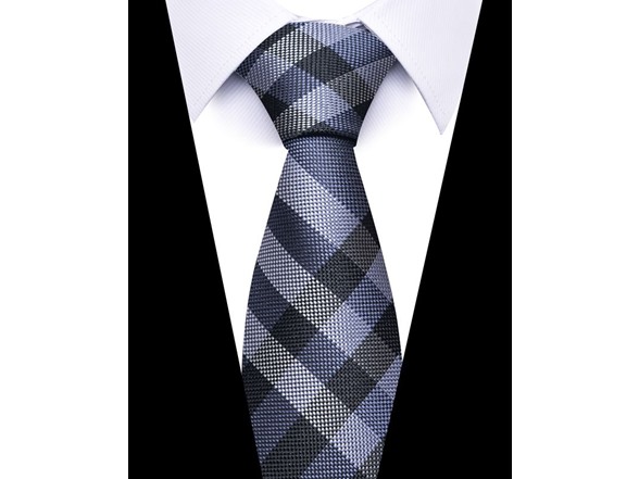 Formal Men’s Necktie - Slate Grey & Charcoal Checkered
