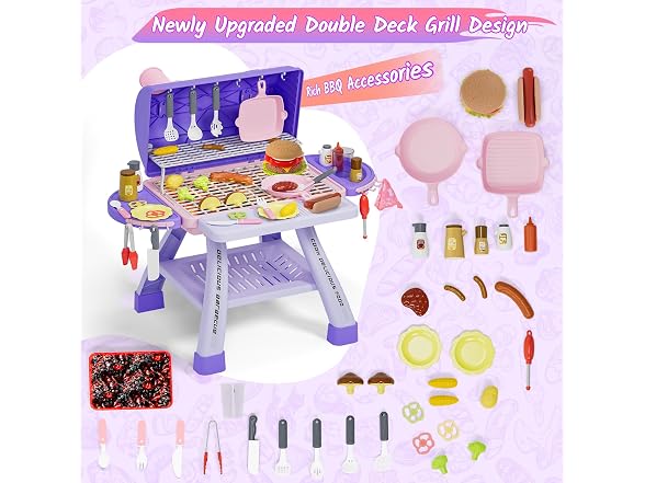 Kids BBQ Grill Playset with Smoke, Sound & Light