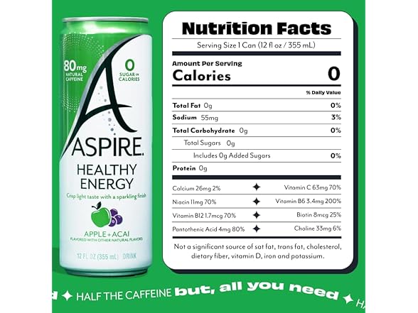 12PK ASPIRE® Apple Acai, Healthy Energy Drink