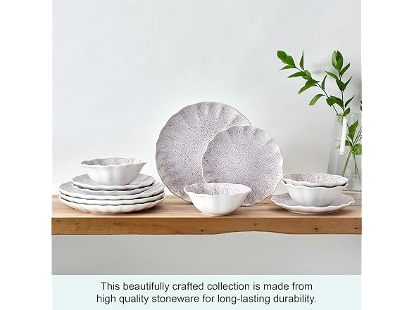 Mikasa Isla Hand Crafted 12 Piece Plates Bowls Dinnerware Set