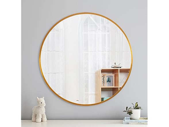 KIAYACI Round Wall Mirror Gold, 28"