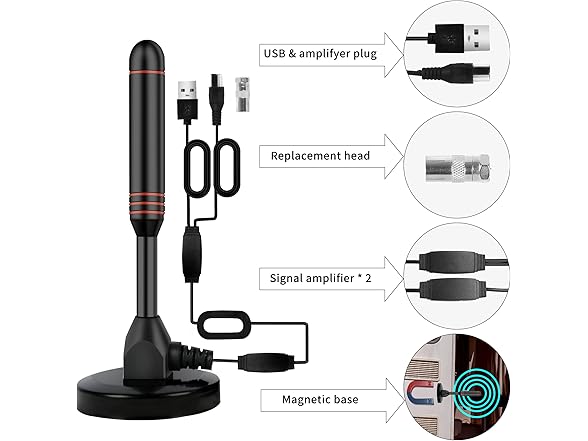 EXOVOW Indoor TV Antenna with 2 Signal Boosters