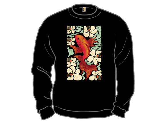 Carp Fish Among Flowers