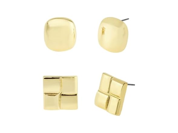 Steve Madden Women's Vintage Square Button Duo Ear