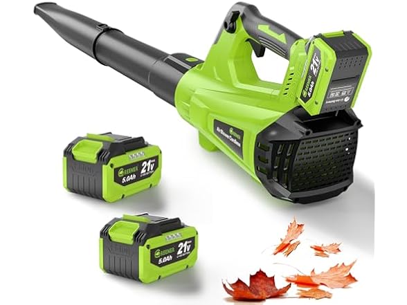 GREENER LB04 Cordless Leaf Blower 2×5.0Ah Battery