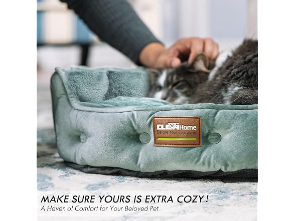ClevaHome Upgrade Plush Faux Fur Cat Bed - Gallery 6