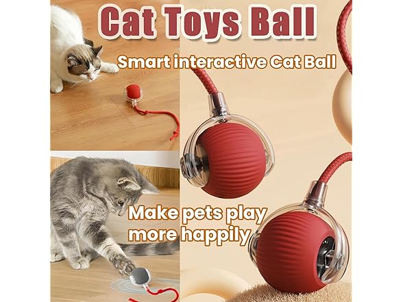 (2 Pack) Interactive Rolling Cat Ball
