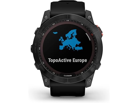 Garmin Fenix 7X Solar-Powered Waterproof 1.4-Inch Display Multisport GPS Watch with Built-in LED Flashlight and Bluetooth (Slate Gray with Black Band) (Open Box)