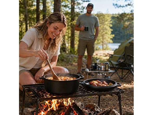 Overmont 5QT Cast Iron Double Dutch Oven