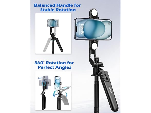 UBeesize 64'' Extendable Selfie Stick Tripod with Light & Remote