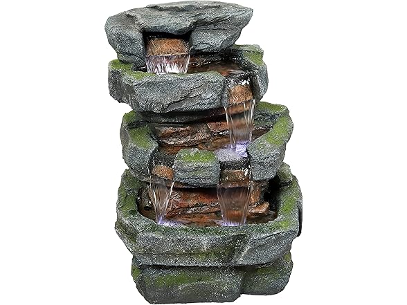 Sunnydaze 23-Inch Stone Waterfall Outdoor Tiered Fountain