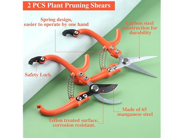 LEONTOOL GAR-103 Garden Pruning Shears Set, 2 Pcs