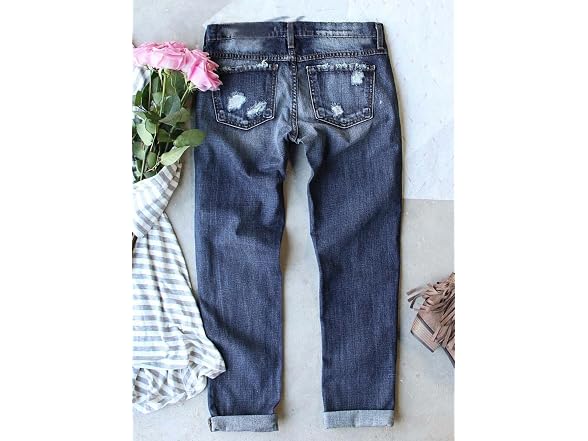 Astylish Women (XL) Daisy Patchwork Raw Hem Pants