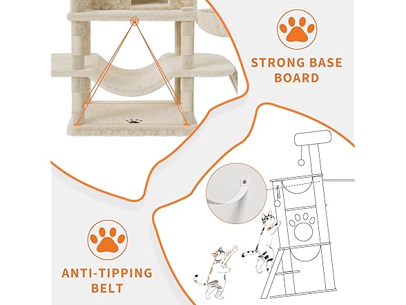 68.5 in Multi-Level Cat Tree for Indoor Cats- Beige