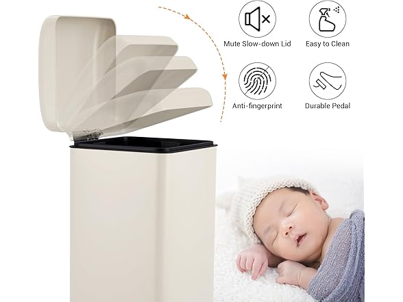 Takywep 8 Gal/30 l Kitchen Trash Can Beige