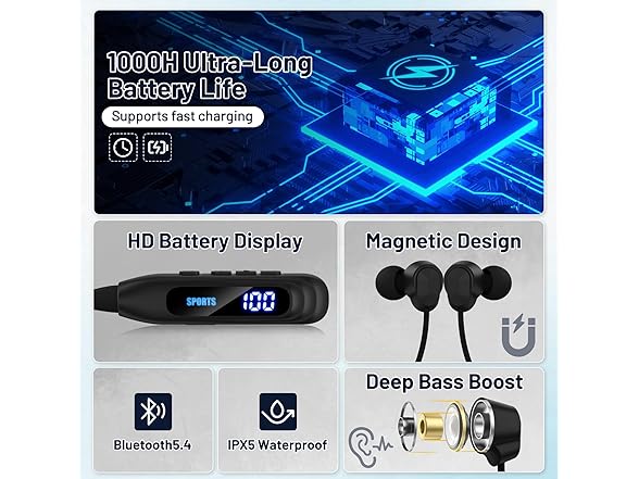 Podity Neckband Bluetooth Headphones