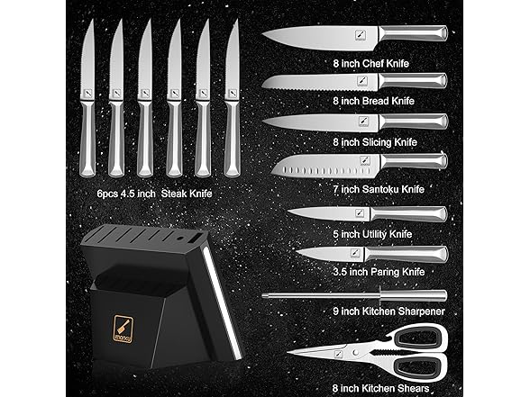 imarku 15 PCS Kitchen Knife Set
