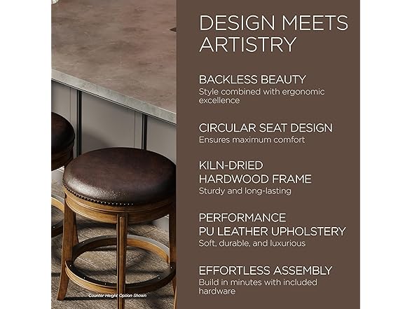 Alexander Backless Bar Stool 31" Swivel Stool