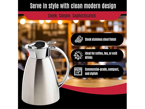 TableCraft 34oz (1L) Stainless Steel Coffee Carafe