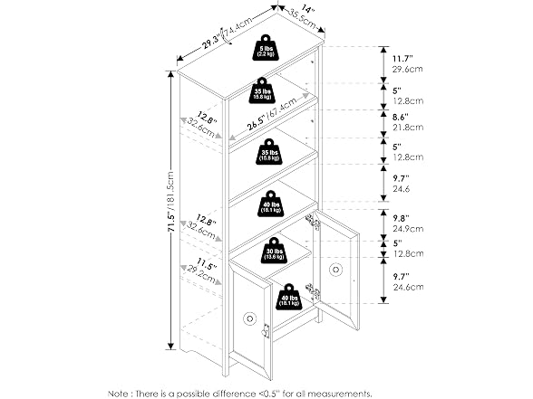 Furinno Robin 3-Tier Pantry 2 Doors